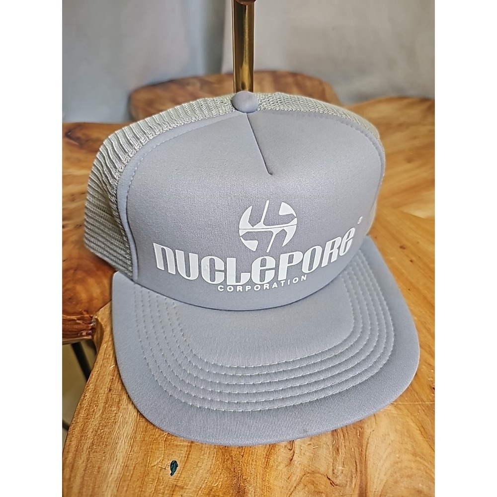 Vintage Adjustable Gray and White Industrial‎ Nuclepore Mesh Trucker Hat